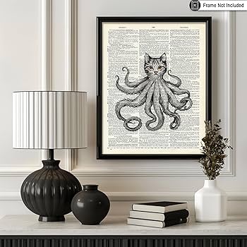 Amazon.co.jp: Poster Master Dictionary アートポスター 猫タコ